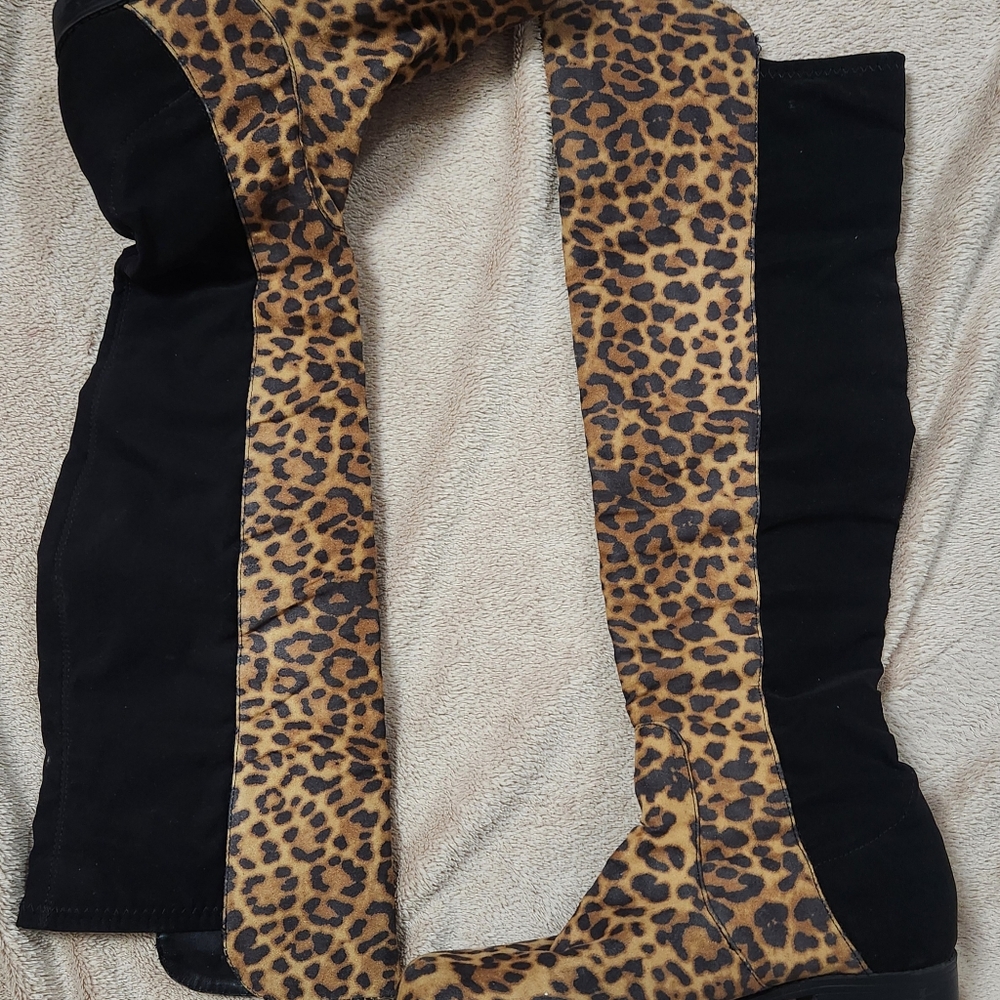 Unisa Over The Knee Leopard Print Boots - image 6